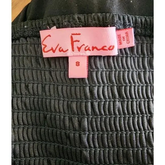 Eva Franco One-Shoulder Pleated Black Size 8 Cotton Midi Dress - Picture 7 of 8